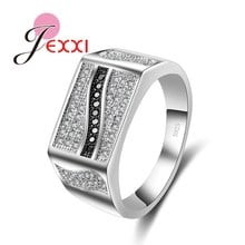 Cool Black White Rectangle Rhinestone Party Club Jewelry Accessory  Stamp  Silver Women Men Finger Rings 2024 - buy cheap
