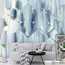 Decorative wallpaper 3D creative Nordic abstract bird painting television background wall 2024 - buy cheap