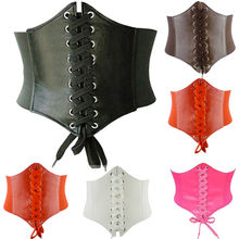 Women Elastic Buckle Wide Waistband Waist Adjustable Corset PU Leather Belt CL 2024 - buy cheap