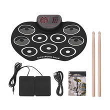 Electronic Drum Set USB Roll Up Drum Pad Kit 9 Drumpads Built-in Speaker with Sticks Foot Pedals Digital Percussion Instruments 2024 - buy cheap
