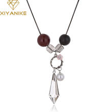XIYANIKE 2017 New Fashion Jewelry Simple Beads Crystal Pendant Statement Necklaces & Pendants For Women Long Sweater Chain N890 2024 - buy cheap
