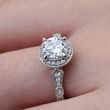 Clássico cor de prata anéis de noivado para as mulheres 4 garras coração & seta flor aaa cz anel de pedra moda jóias de casamento 2024 - compre barato