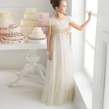 Новинка, элегантное белое кружевное платье с цветочным рисунком для девушек на свадьбу, бальное платье с длинным рукавом для девушек, на вечеринку, на Причастие, пышное платье, платья 2024 - купить недорого