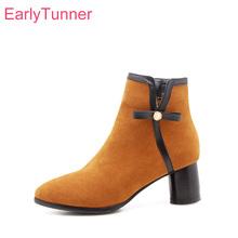 Botas de tornozelo femininas, sapatos confortáveis de inverno para mulheres, salto alto, tamanho pequeno, 10, 32, 43 e 47 2024 - compre barato