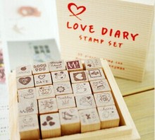 Wholesale Lovely Wooden Box DIY LOVE Diary Stamp, Creative Funny Decoration Stamp set Childen Gift (5sets) 2024 - buy cheap