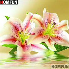 Homfun quadrado completo/broca redonda 5d diy pintura diamante "flor florescendo" 3d bordado ponto cruz 5d decoração de casa a14703 2024 - compre barato