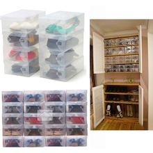 10pcs Transparent Clear Plastic Shoes Storage Boxes Foldable Shoes Case Holder 2024 - buy cheap