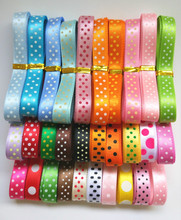Random set 3/8"9mm mix10/20 style lively polka dots printed satin ribbons ,1Y/style STYD0910-20 2024 - buy cheap