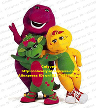 Fantasia de mascote dino com olhos brilhantes, verde, amarelo, roxo, bebê bop bj vários amigos, dinossauro, cone de cauda curta no.8321 2024 - compre barato