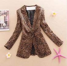 Blazer feminino com estampa de leopardo, casaco para mulheres, sobretudo, fino, 2021 2024 - compre barato
