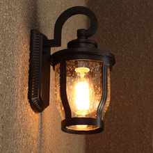 Candelabro de pared impermeable con bombilla LED E27 para exterior, lámpara de pared de vidrio para patio, color negro/Vintage 2024 - compra barato