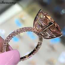 Chucong anel de compromisso feito à mão 925 prata esterlina 10mm aaaaa zircônia cz festa de casamento anéis para mulheres homens joalheria dedo 2024 - compre barato
