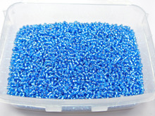 10000 стеклянных бусин 1,5 мм (12/0) с серебристой синей подкладкой + коробка для хранения 2024 - купить недорого