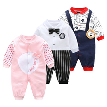 Spring-autumn Newborn Baby Clothing Rompers 2019 New Long Sleeved Cartoon Animal Jumpsuit 0-1y Boys Gentleman Pajamas Jumpsuit 2024 - buy cheap
