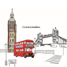 [Fundecor] new design London Bridge, Big Ben wall stickers bus decor decals removable pvc 9058 2024 - buy cheap