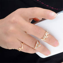 LNRRABC 3 шт./компл. Открытое кольцо с листьями 2016 милые панковские винтажные кольца для женщин Стразы женские кольца на палец 2024 - купить недорого