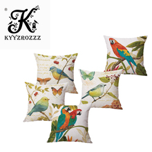 Garden Style flower and Bird Parrot Car Decorative Throw Pillowcase Pillow cases Cushion Covers Sofa Chair Home Decor 2024 - buy cheap