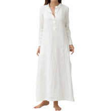 JAYCOSIN Women Vintage Linen Dress Summer Shirt Dress Long Sleeve Solid Casual Loose Party Beach Maxi Long Vestidos dropshipping 2024 - buy cheap