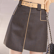 Autumn Winter Chic Ladies Push Up Mini Skirts Korean Ulzzang Women High Waist A-Line Skirts Female Package Hip Plaid Skirts 2024 - buy cheap