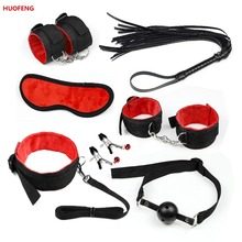 Adult Games 7 Pcs/Set Fetish Sex Bondage Slave Restraint Adult Sex Toys for Couples Handcuffs Nipple Clamps Whip Erotic Toys 2024 - buy cheap