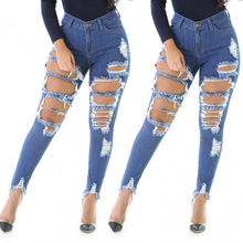 Jeans Women High Waist Skinny Pencil Pants Women Casual Street Style Ripped Hole Slim Fit Skinny Jeans Plus Size Street Style 2024 - buy cheap