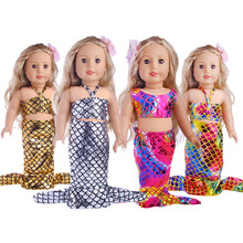 LUCKDOLL Fashion Mermaid Swimsuit Fit 18 Inch American 43cm Baby Doll Clothes Accessories,Girls Toys,Generation,Birthday Gift 2024 - buy cheap