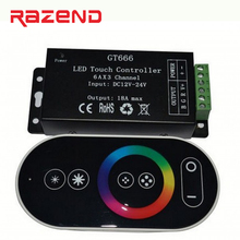 12-24 V 18A RF controlador RGB levou tocar controle remoto para RGB led strip 5050 GT666 Mais Novo Livre grátis 2024 - compre barato