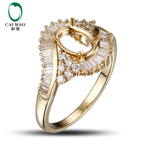 CaiMao Oval cut Semi Mount Ring Settings & 0.78ct Diamond 14k Yellow Gold Gemstone Engagement Ring Fine Jewelry 2024 - buy cheap