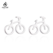 Oly2u  Mini Bike Stud Earrings Girls Hollow Bicycle Simple Fashion Jewelry Best Friend Gifts Ear Jewelry female Brinco gift 2024 - buy cheap