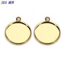 SEA MEW 12mm Cabochon Base 6 Colors Plated Copper Pendant Charm Setting Tray Bezel Blank Settings For Jewelry Making 50PCS 2024 - buy cheap