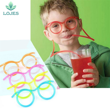 Hot! Funny Soft Glasses Straw Unique Flexible Drinking Tube Kids Party Accessories Colorful Pink Blue Plastic Drinking Straws 2024 - buy cheap