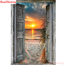 5D Diy Diamond Painting Cross Stitch full Square Diamond Embroidery Door seaside sunset landscape picture for room Decor H1162 2024 - buy cheap