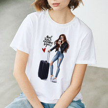 Женская летняя футболка, модная тонкая футболка с принтом в стиле Харадзюку, уличная одежда для отдыха, 2019 2024 - купить недорого