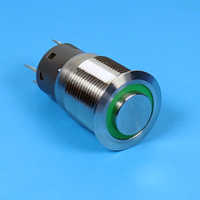 Lámpara de anillo de enganche momentáneo de cabeza redonda, botón con pin de terminal, impermeable, 6v, 12v, verde, 19mm 2024 - compra barato