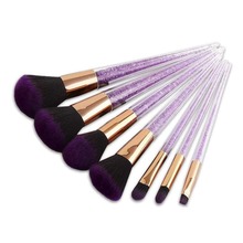 Purple Glitter Crystal Makeup Brush Set 7pcs Diamond Professional Brushes Concealer Make Up Brush Powder lip Fan Brush 2024 - buy cheap