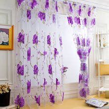 flowers 1 PCS Vines Leaves Tulle Door Window Curtain Drape Panel Sheer Scarf Valances apr26 2024 - buy cheap