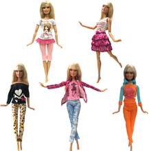 NK 5 Pcs/Set  Doll Dress Fashion Outfit  Handmade Casual Style Clothes Trousers For Barbie Doll Accessories Girls Gift kids Toys 2024 - buy cheap