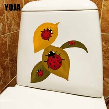 YOJA 21X22.1CM  Cartoon Wall Decal Living Room Home Decor Toilet Sticker Ladybug Of Autumn Leaves T5-1042 2024 - buy cheap