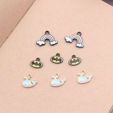 10pcs/lot New Diy Jewelry Accessories Golden Tone Drop Oil Alloy Charms Small Hanging Accessories Rainbow Bat Whale Enamel Charm 2024 - buy cheap