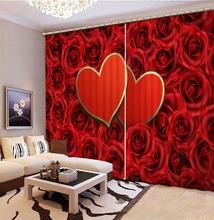 Cortinas de boda con 2 corazones y rosa roja, para dormitorio, sala de estar, cortinas opacas con aislamiento térmico para ventana 2024 - compra barato