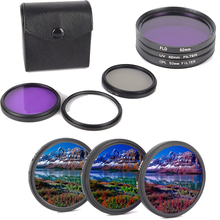 Комплект фильтров для объектива камеры 49/52/55/58/62/67/72/77 мм CPL + FLD + UV, с сумкой для переноски, для Canon, Nikon, для объективов Sony Pentax, 3 шт./компл. 2024 - купить недорого