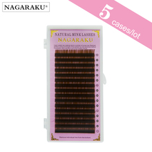 NAGARAKU 5 Trays 16rows brown color eyelash extensions premium mink lashes soft faux Mink B C D brown lashes make up tools 2024 - buy cheap