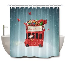 LB Funny Red Bus Bird And Monkey Gifts Shower Curtain Christmas With Mat Set Luxury Bathroom Fabric For Art Kids Bathtub Decor 2024 - buy cheap