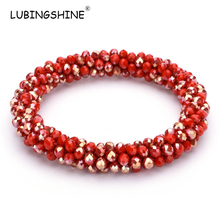 LUBINGSHINE Multicolor Annulus Jewelry Crystal Strand Beads Elastic Bracelets Bangles For Women Charm Stretch Bracelet JJ B1396 2024 - buy cheap