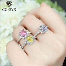 CC-anillos de plata 925 para mujer, Circonia cúbica colorida, piedra rectangular, anillo de boda, joyería de moda para novias, envío directo CC595 2024 - compra barato