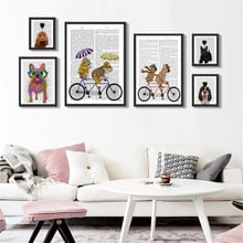 Póster de papel de perro para colgar en la pared, imágenes de pared para montar en bicicleta, decoración del hogar para habitación de niños, pintura en lienzo, Cuadros nórdicos 2024 - compra barato