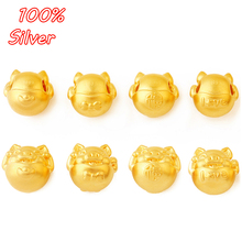 Real 925 Sterling Silver Gold Pig 3D Charm Fashion DIY jewelry Making Findings Necklace Bracelet Beaded Accessories Wholesale 2024 - buy cheap