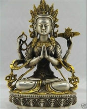 22,5 см */тибетский буддийский Серебряный Бодхисаттва четыре руки Будда Куан йин статуя 2024 - купить недорого