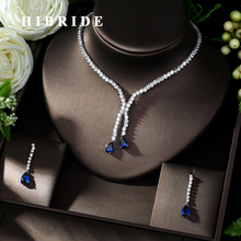 HIBRIDE Exquisite Cubic Zirconia Wedding Party Jewelry Set Water Drop Shape High Quality CZ Bridal Necklace Earring N-1017 2024 - buy cheap