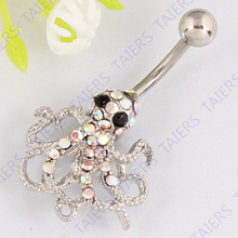 Retail Octopus belly button ring fashion navel ring body piercing jewelry navel bar 14G 316L surgical steel bar Nickel-free 2024 - buy cheap